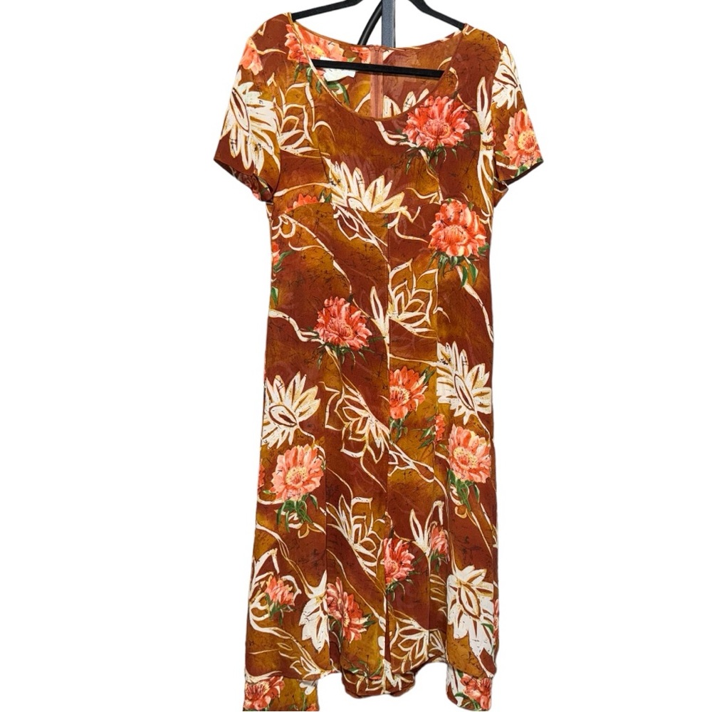 VINTAGE ESCADA MARGARETHA LEY Dress Women's Size 42 10 Silk Flowing Floral